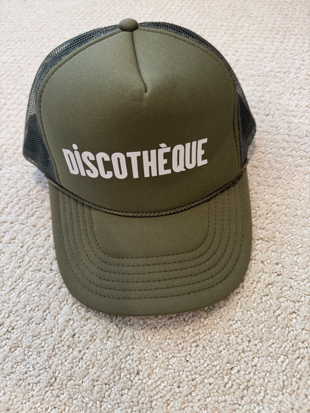 Claire V DISCOTHÈQUE Olive Trucker Hat